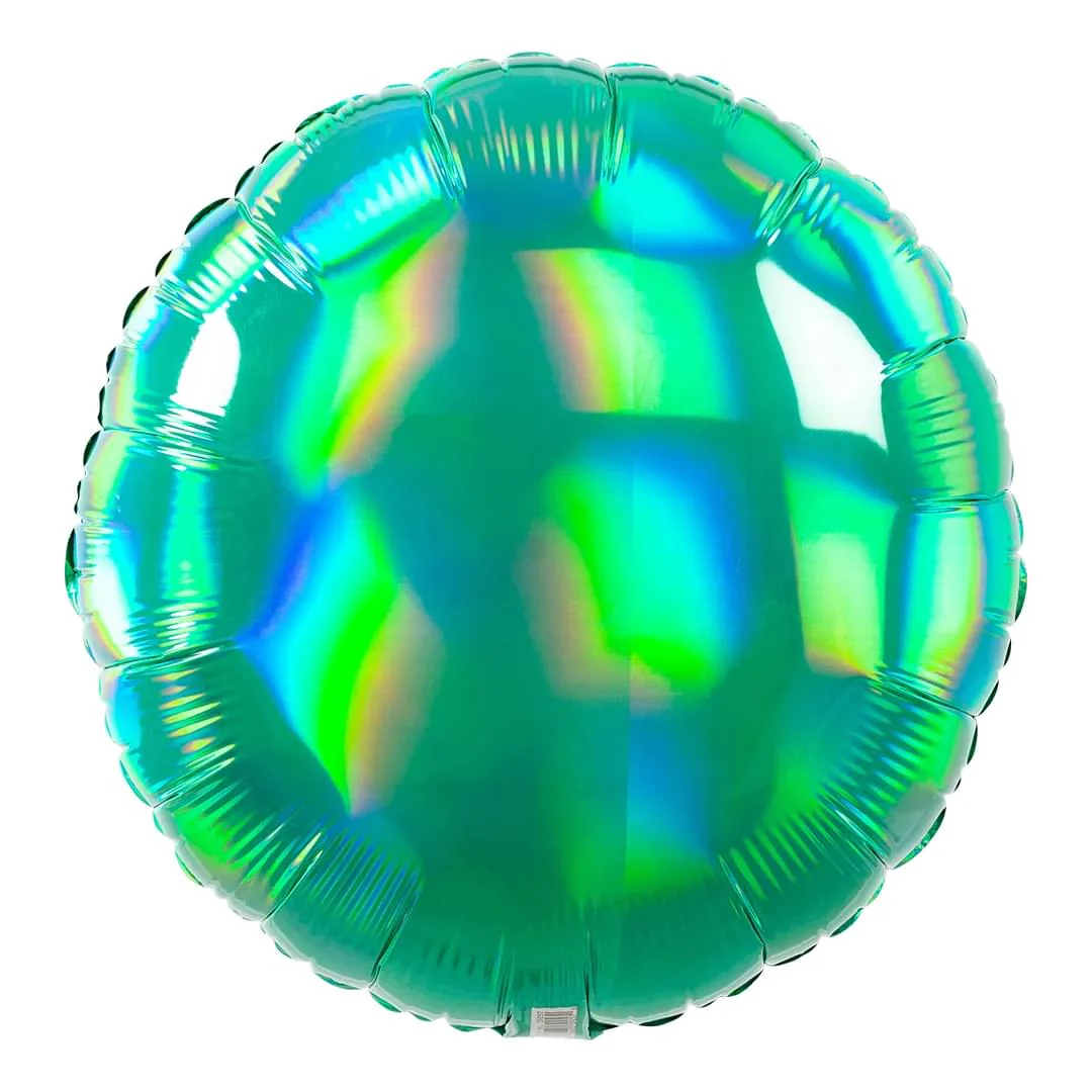 Anagram Iridescent Green 18" Circle Foil Balloon (1) Unpackaged