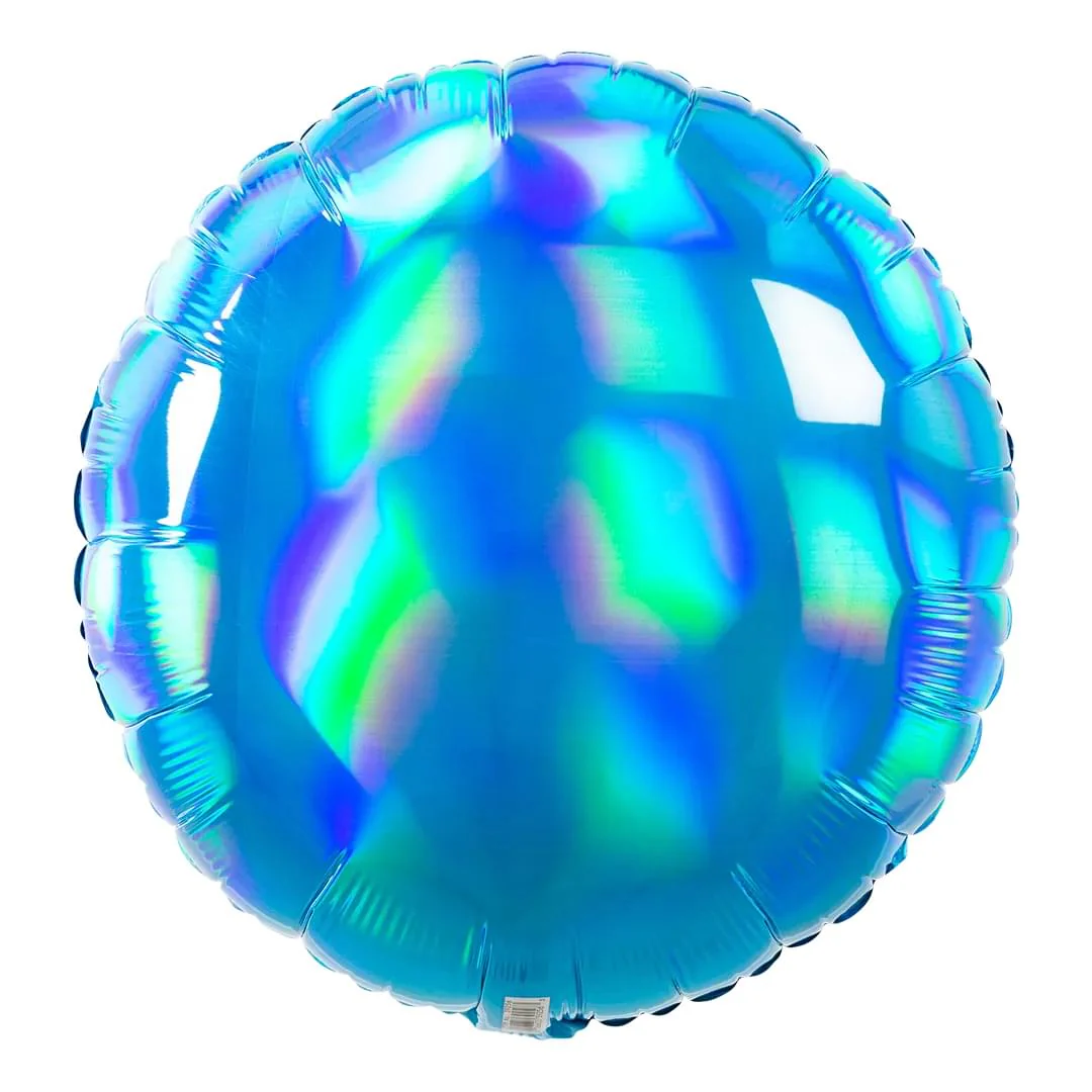 Anagram Iridescent Cyan 18" Circle Foil Balloon (1) Unpackaged