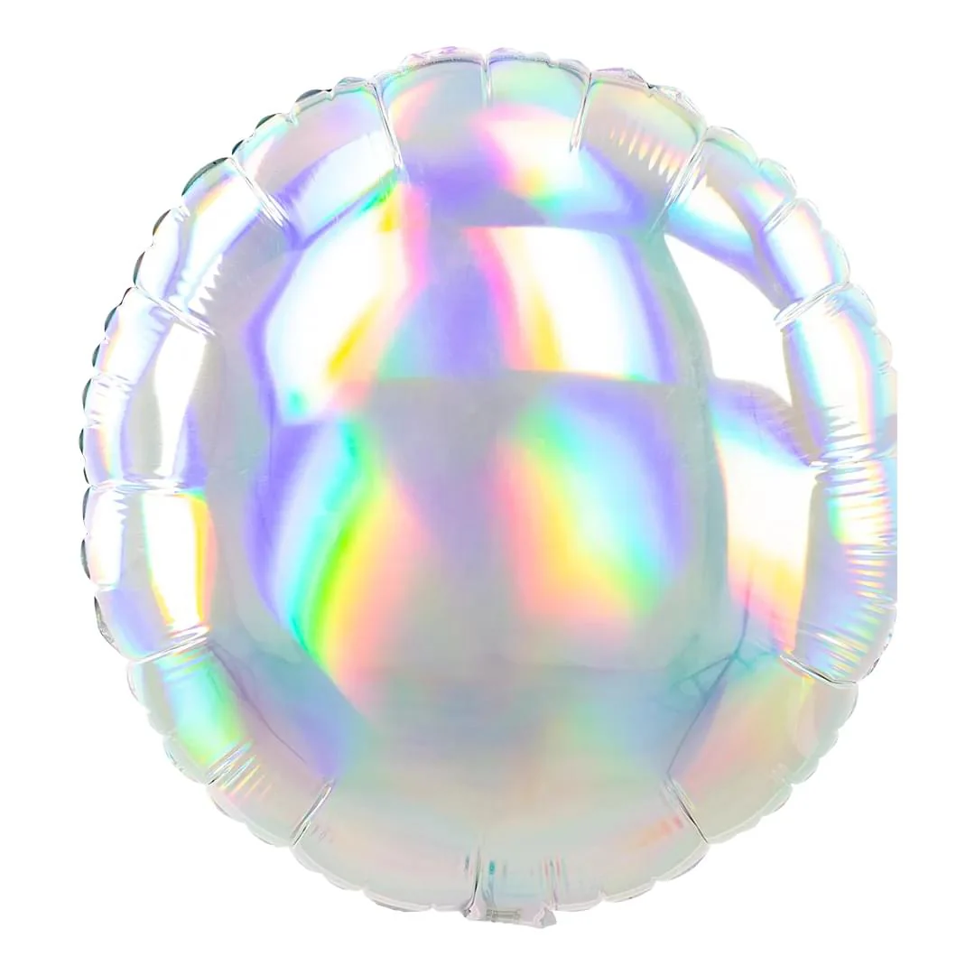 Anagram Iridescent Silver 18" Circle Foil Balloon (1) Unpackaged