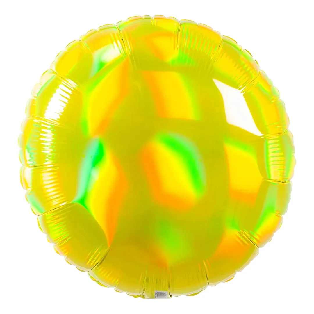 Anagram Iridescent Yellow 18" Circle Foil Balloon (1) Unpackaged