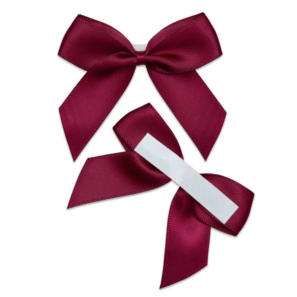 Burgundy Bow 5cm Self Adhesive (12) - Image 2