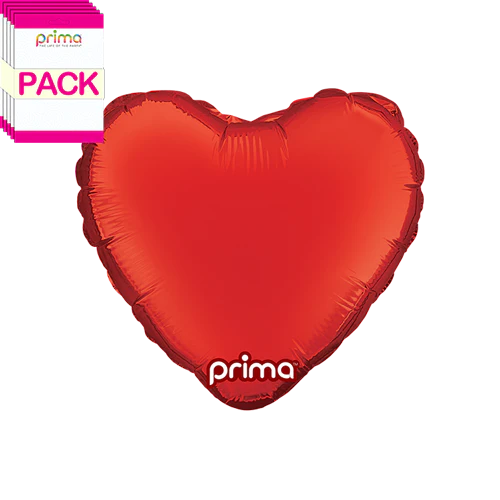 Prima 9" Red Heart Air-Filled Foil Balloon (6) - Image 2