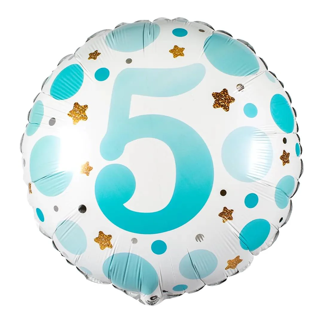 Age 5 Blue Dot 18" Circle Qualatex