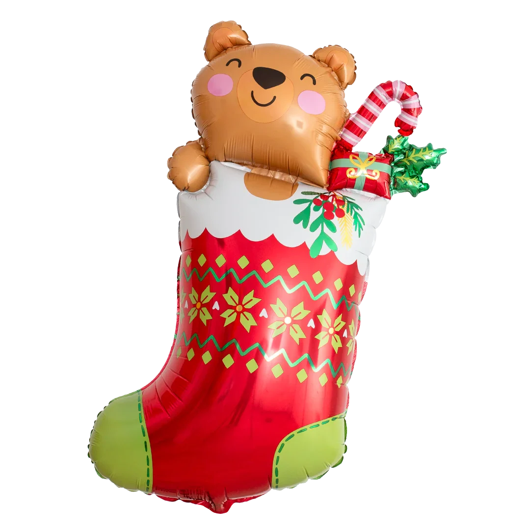 Anagram Beary Christmas Stocking 32" Supershape Foil Balloon (1)