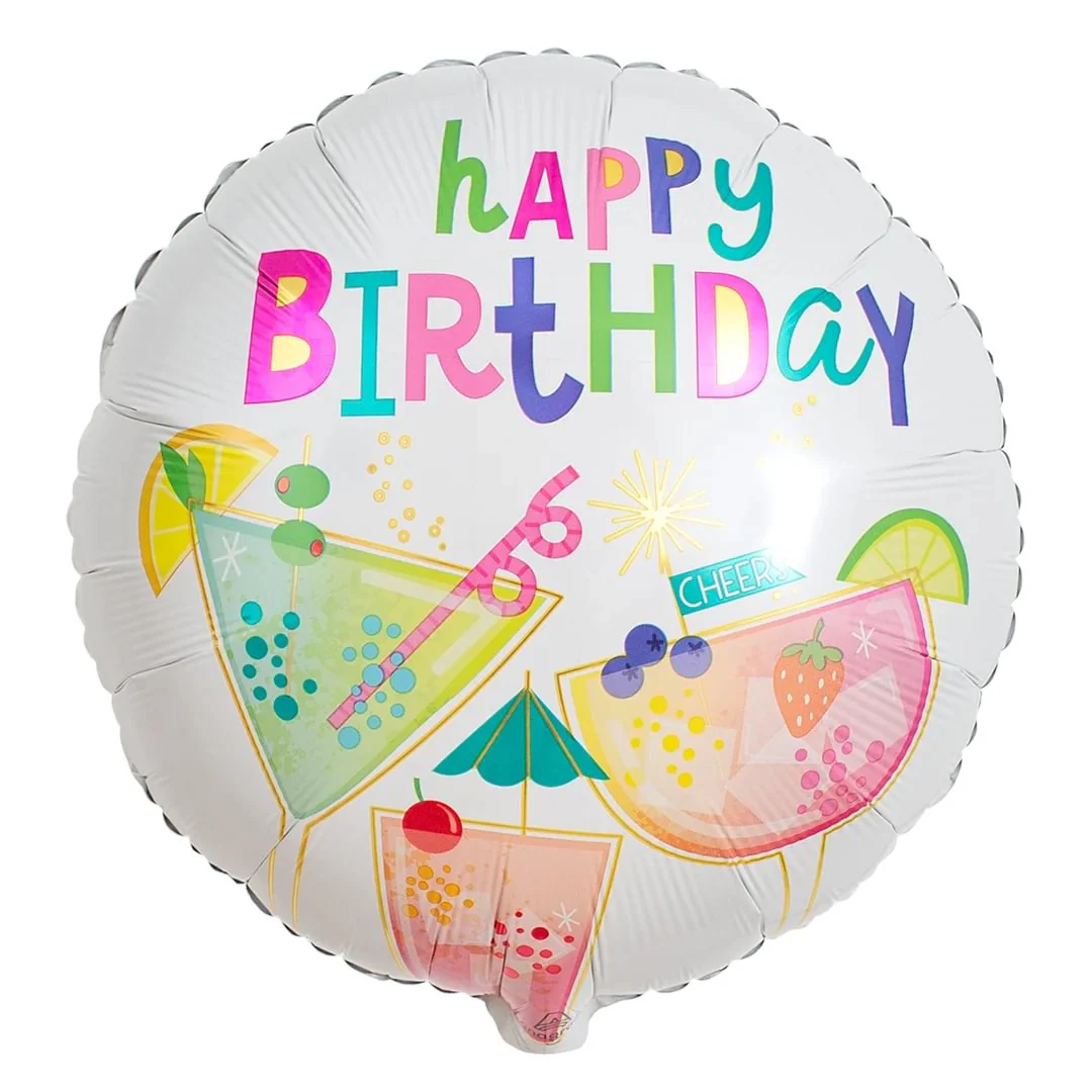 Anagram Cocktails Surprise Birthday 18" Circle Foil Balloon (1)