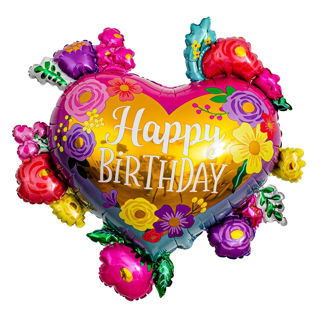 Anagram Happy Birthday Painted Flowers 27" Supershape Foil Balloon (1)