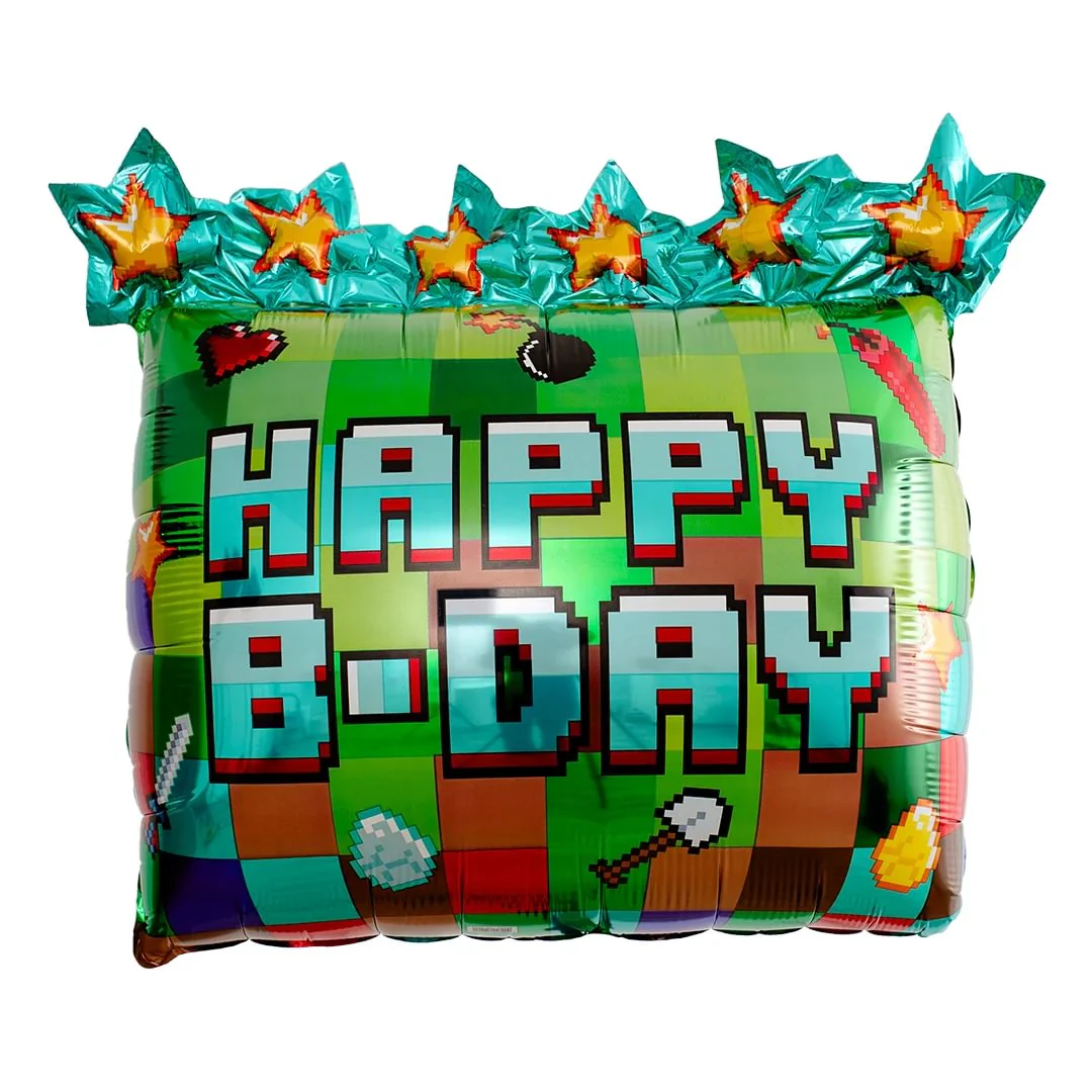 Anagram Happy Birthday Pixel Party Supershape Foil Balloon (1)