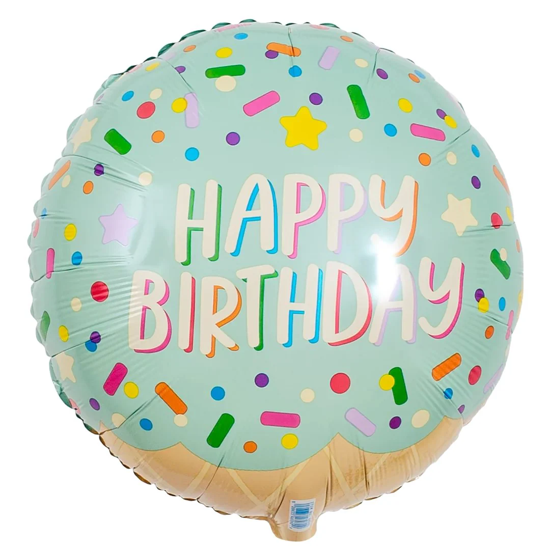 Anagram Ice Cream Party Birthday Double-sided 18" Circle Foil Balloon (1)