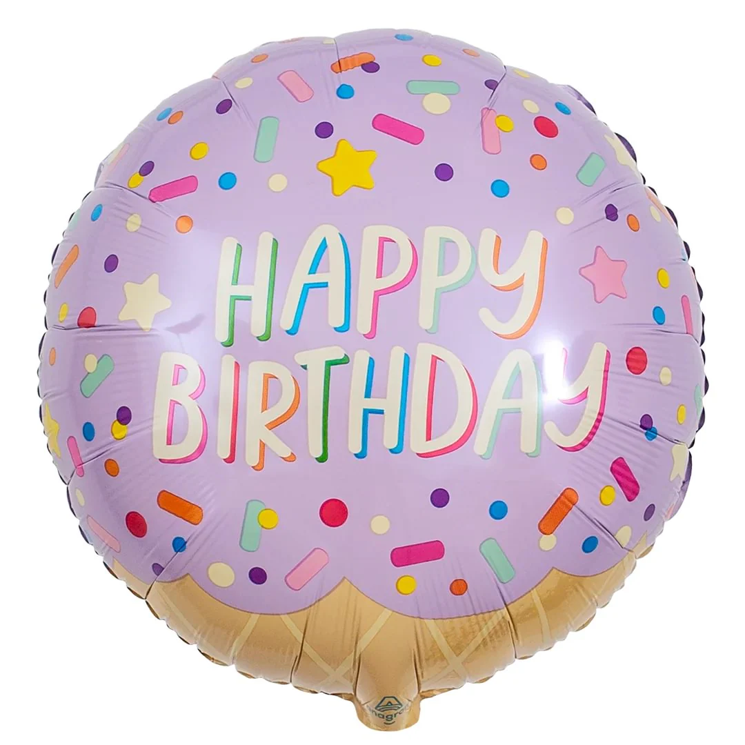 Anagram Ice Cream Party Birthday Double-sided 18" Circle Foil Balloon (1) - Image 2