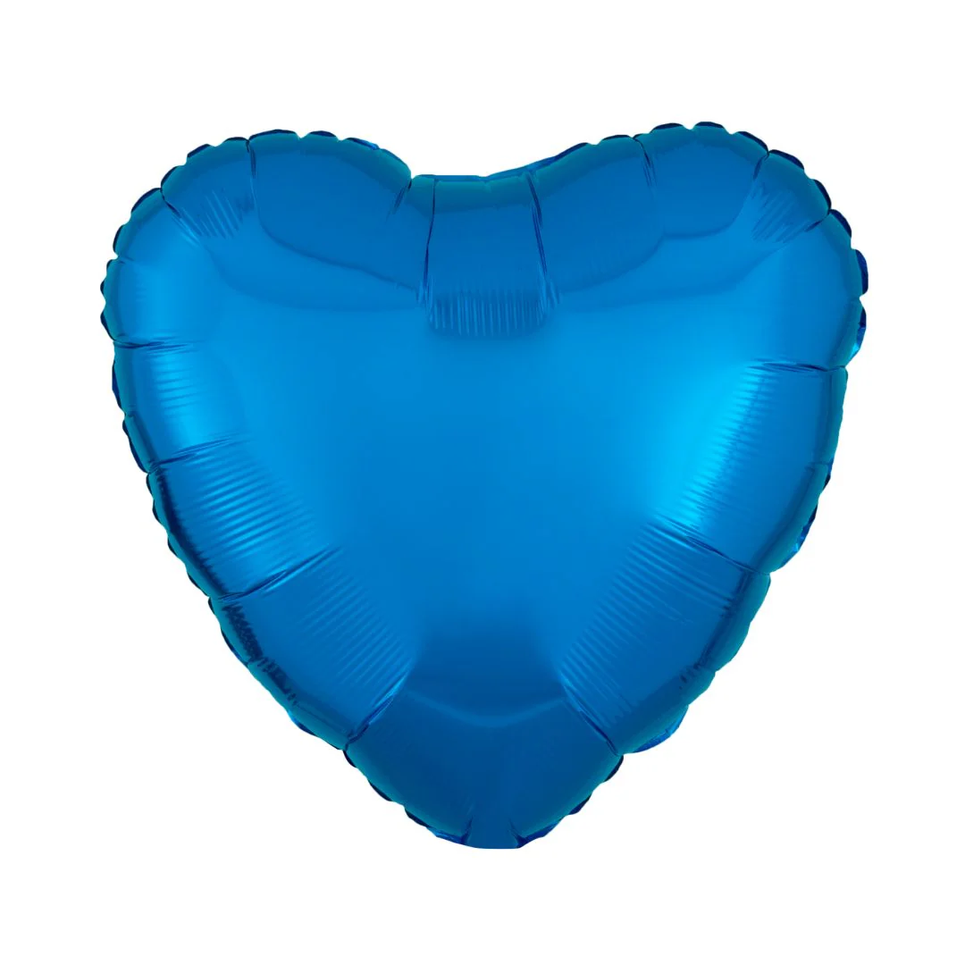 Anagram Metallic Blue 18" Heart Foil Balloon (1) Unpackaged