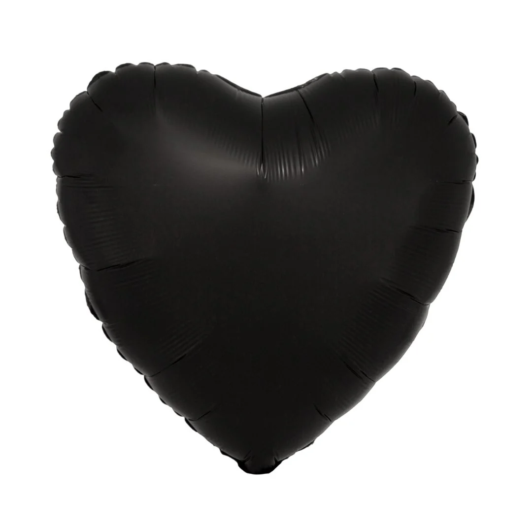 Anagram Satin Luxe Black 18" Heart Foil Balloon (1) Unpackaged