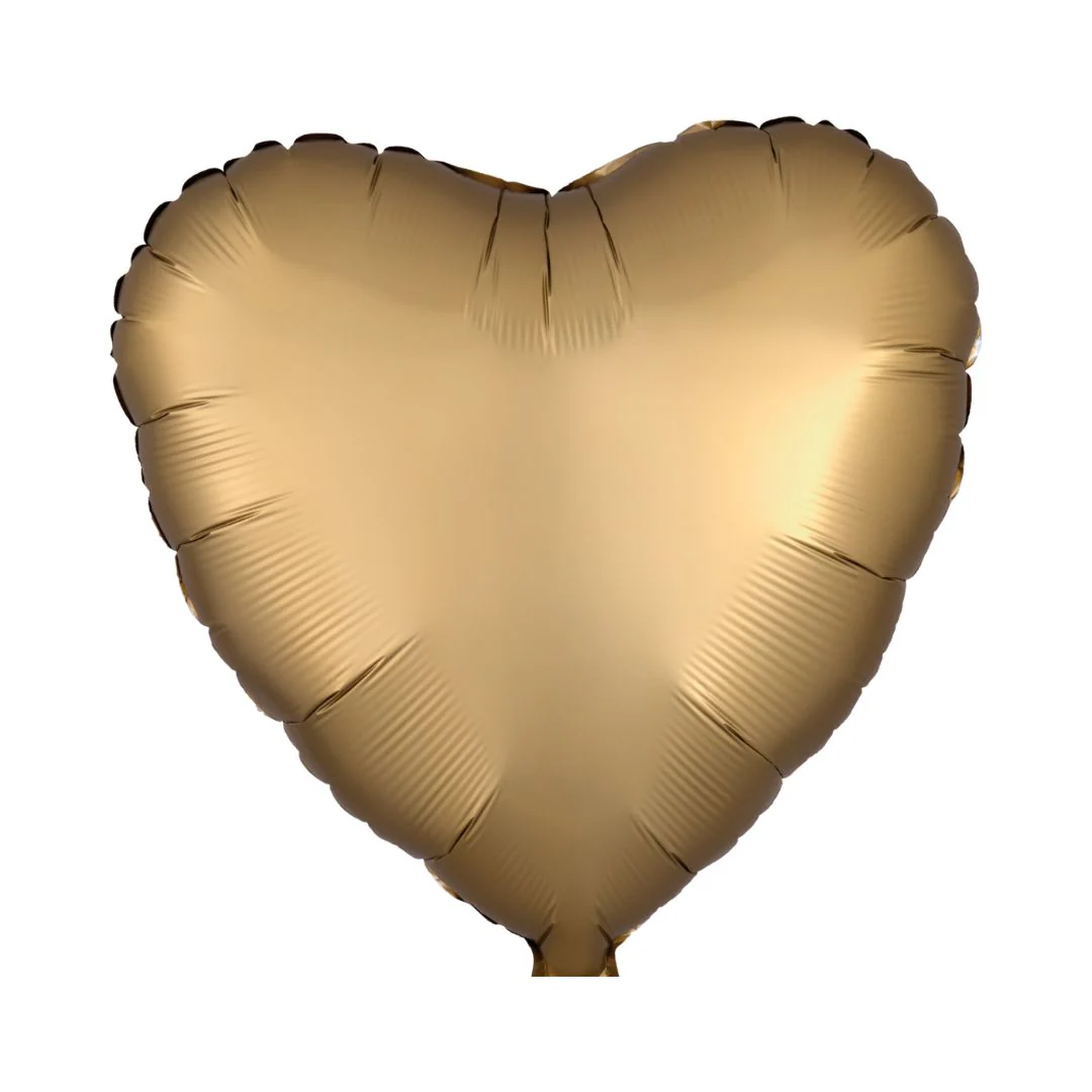 Anagram Satin Luxe Satin Gold 18" Heart Foil Balloon (1) Unpackaged
