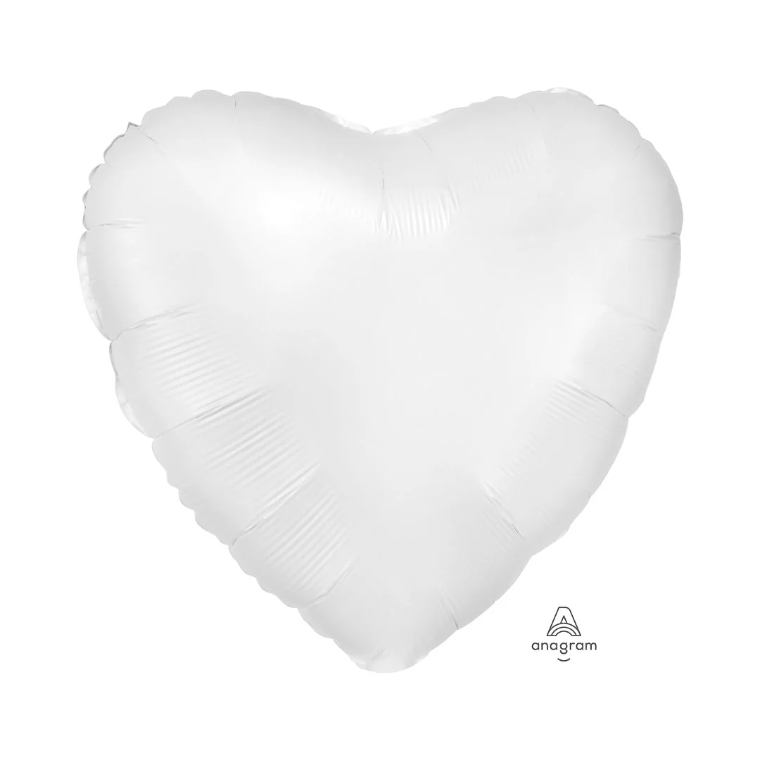 Anagram Satin Luxe White 18" Heart Foil Balloon (1 ) Unpackaged