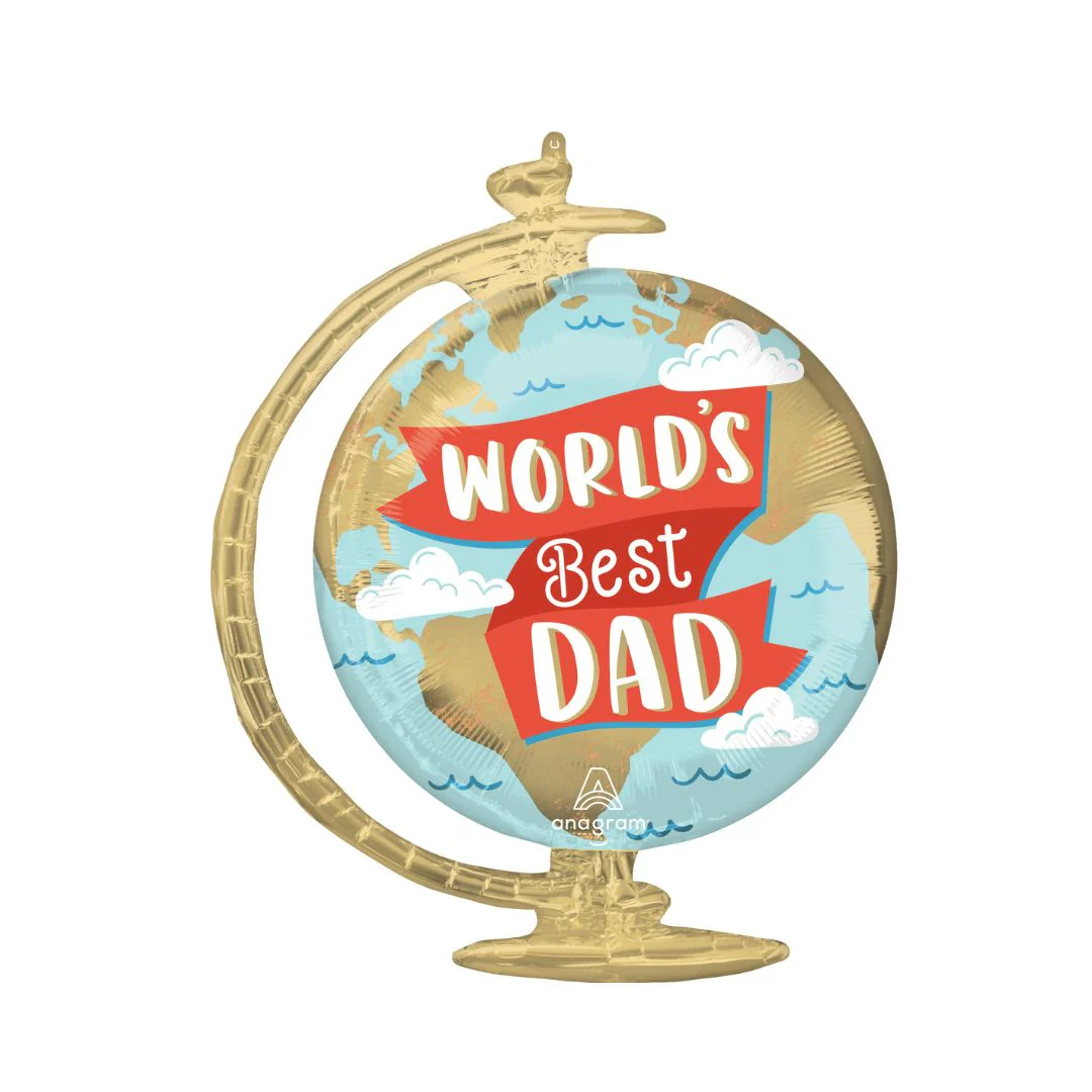 Anagram World's Best Dad Globe Supershape 23" Foil Balloon (1)