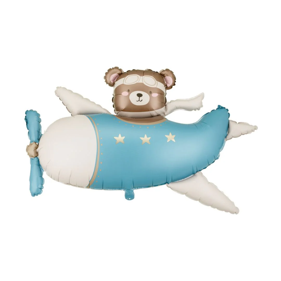 Bear in Light Blue Airplane 37" x 24" Supershape Foil Balloon (1)
