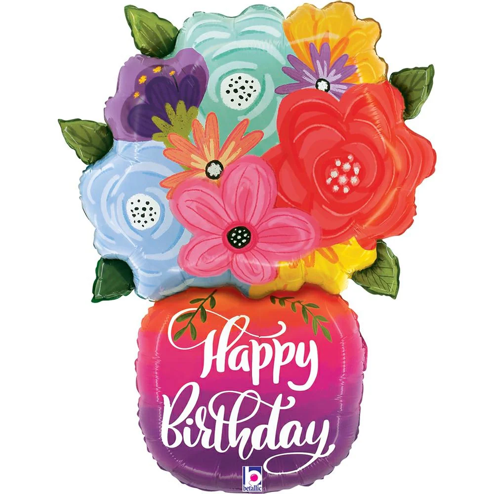Birthday Bright Flower Vase 29" Packaged