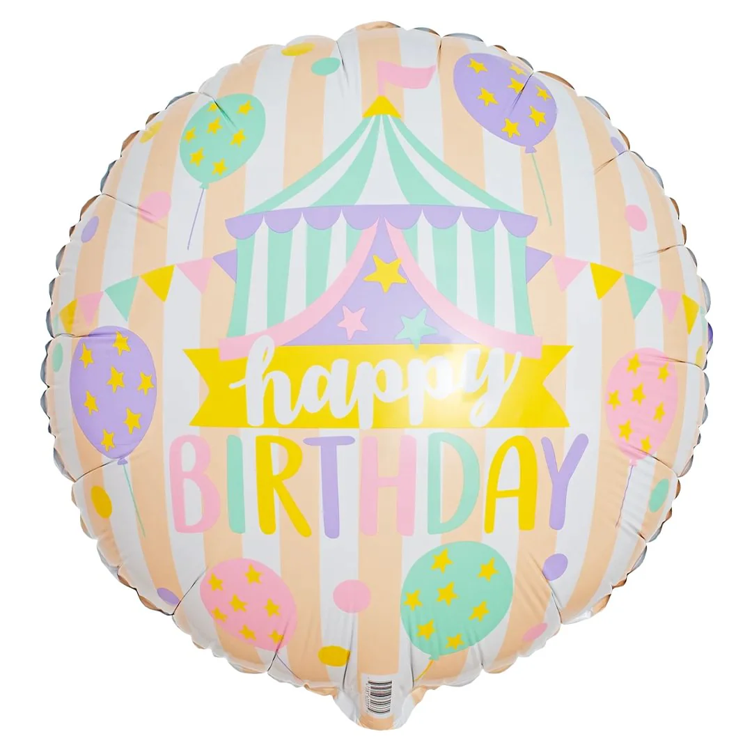 Birthday Pastel Circus 18" Round