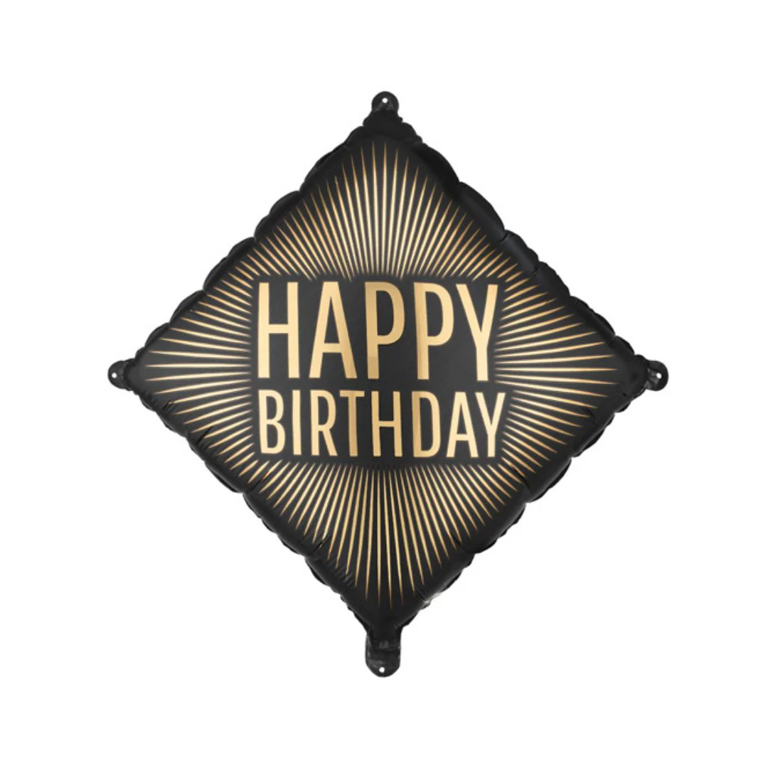 PartyDeco Black Diamond Happy Birthday 20" Foil Balloon (1)