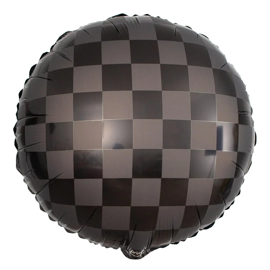 Black Shiny & Matte Checker Print 18" Round