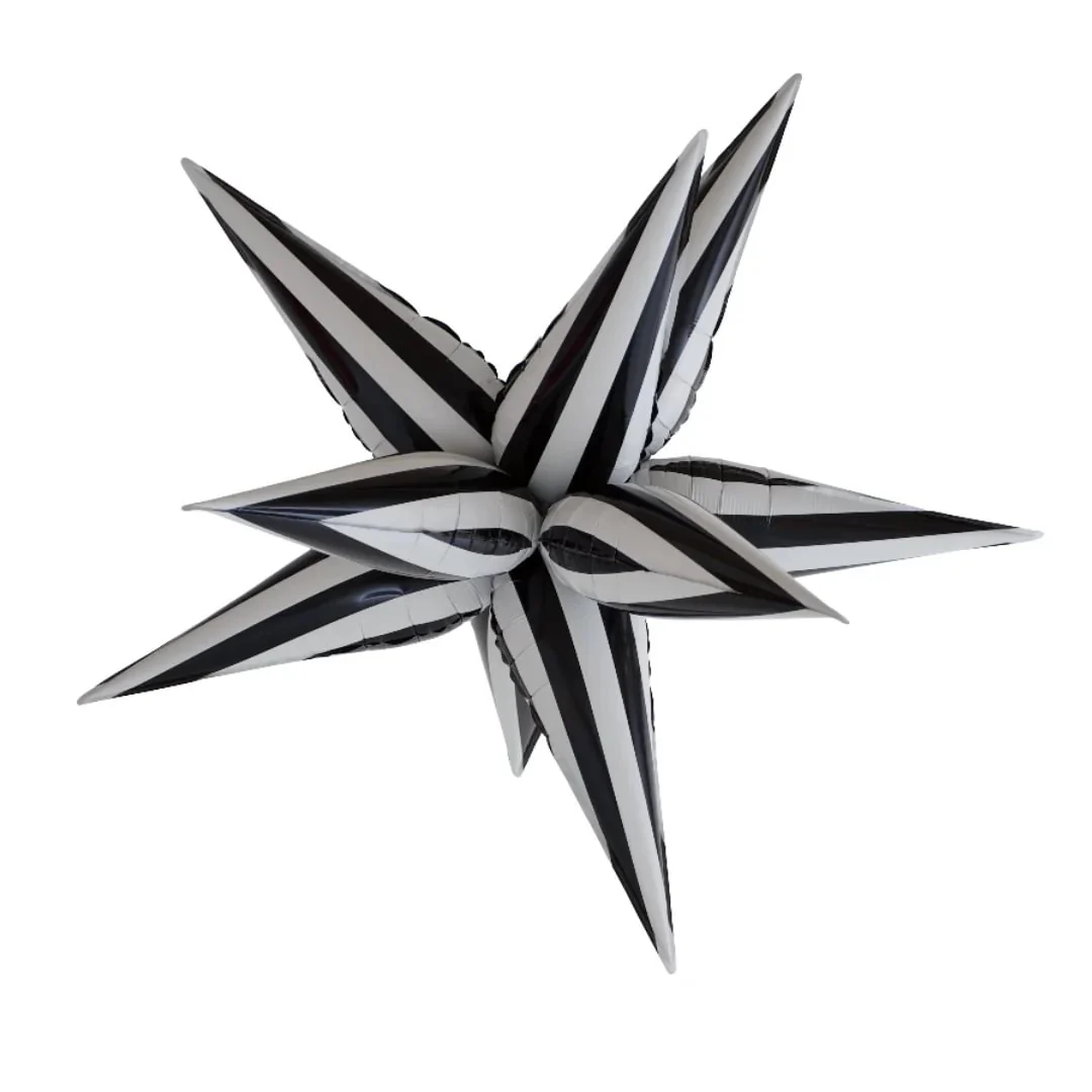 Bubblegum Direct Black & White Stripe Starburst 40" Air-Filled Foil Balloon (1)