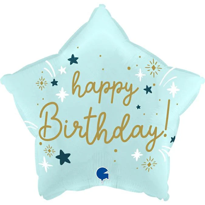 Blue Birthday 18" Star Packaged