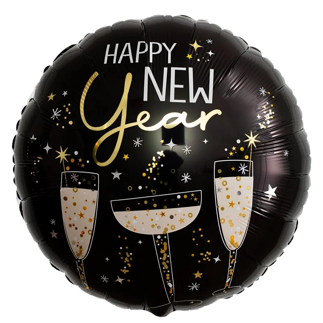 Anagram Bubbly New Year 18" Circle Foil Balloon (1)