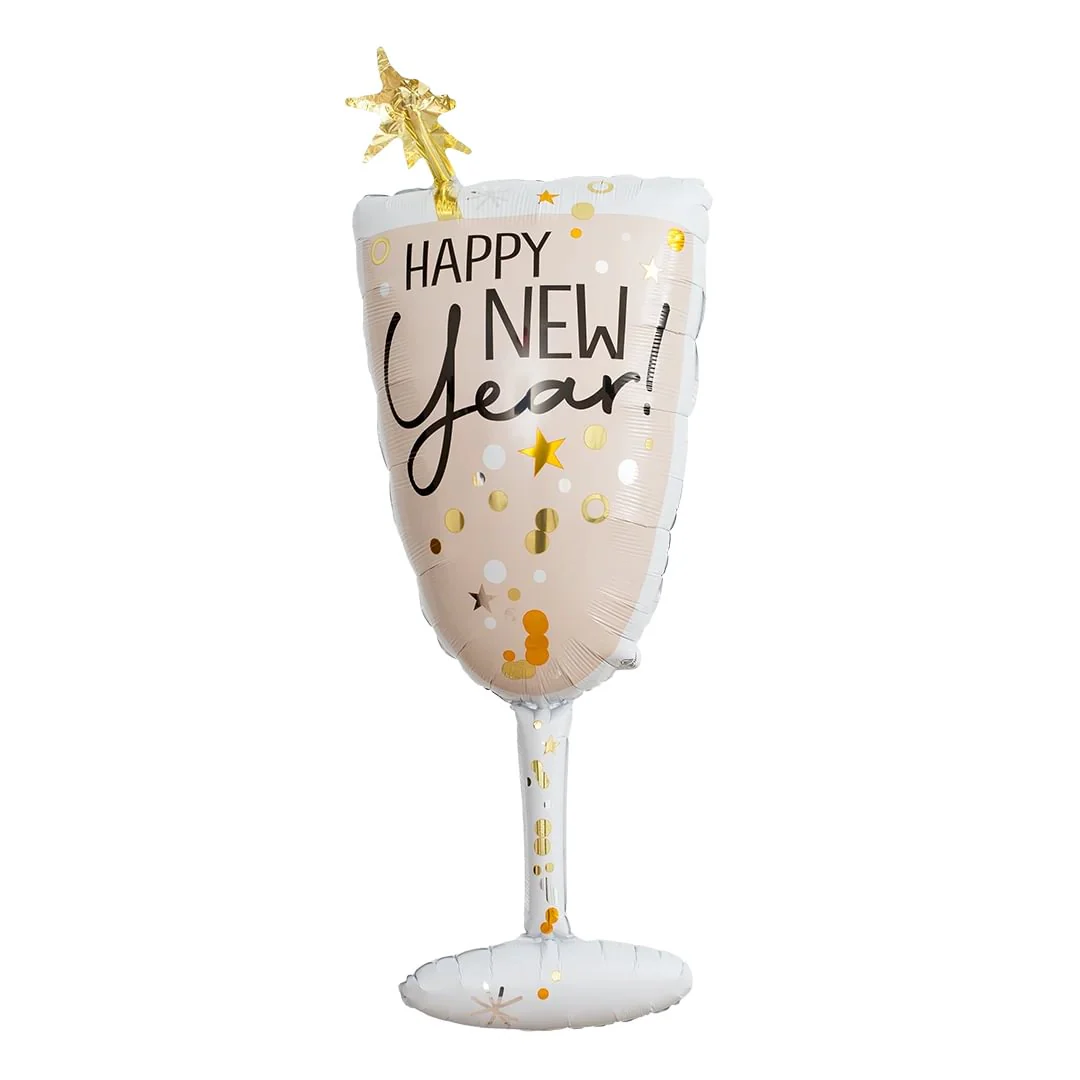 Anagram Bubbly New Year Glass 40" Supershape Foil Balloon (1)