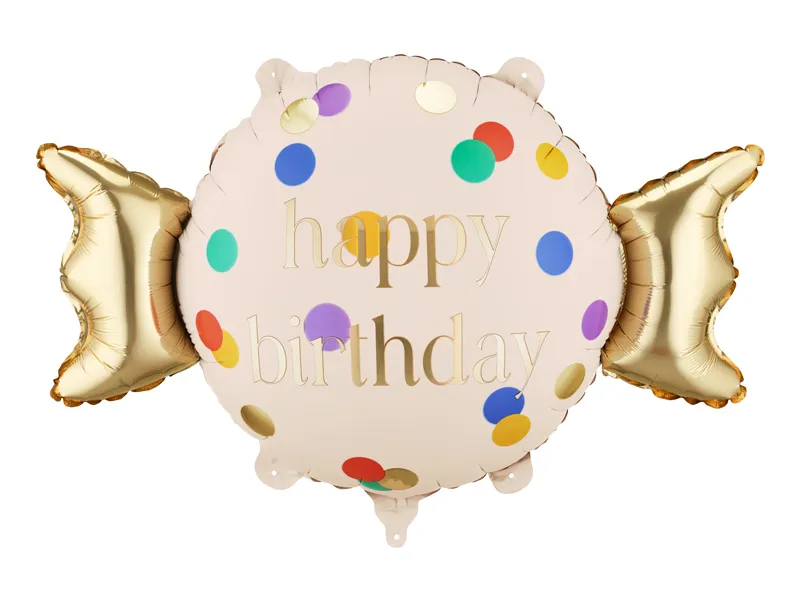 PartyDeco Candy Happy Birthday 24" x 15" Foil Balloon (1)