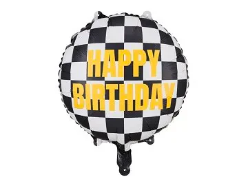 Checkered Foil flag Happy Birthday 45cm