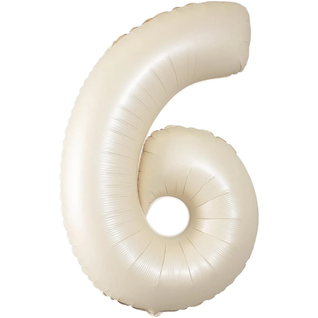 Cream 26" 6 Number Balloon