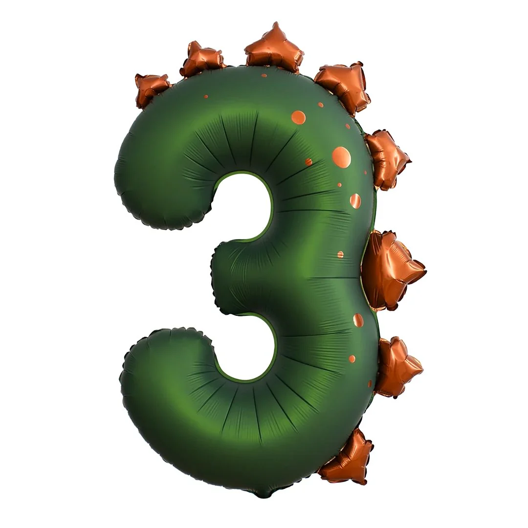 PartyDeco Dinosaur 36" Number 3 Foil Balloon (1)