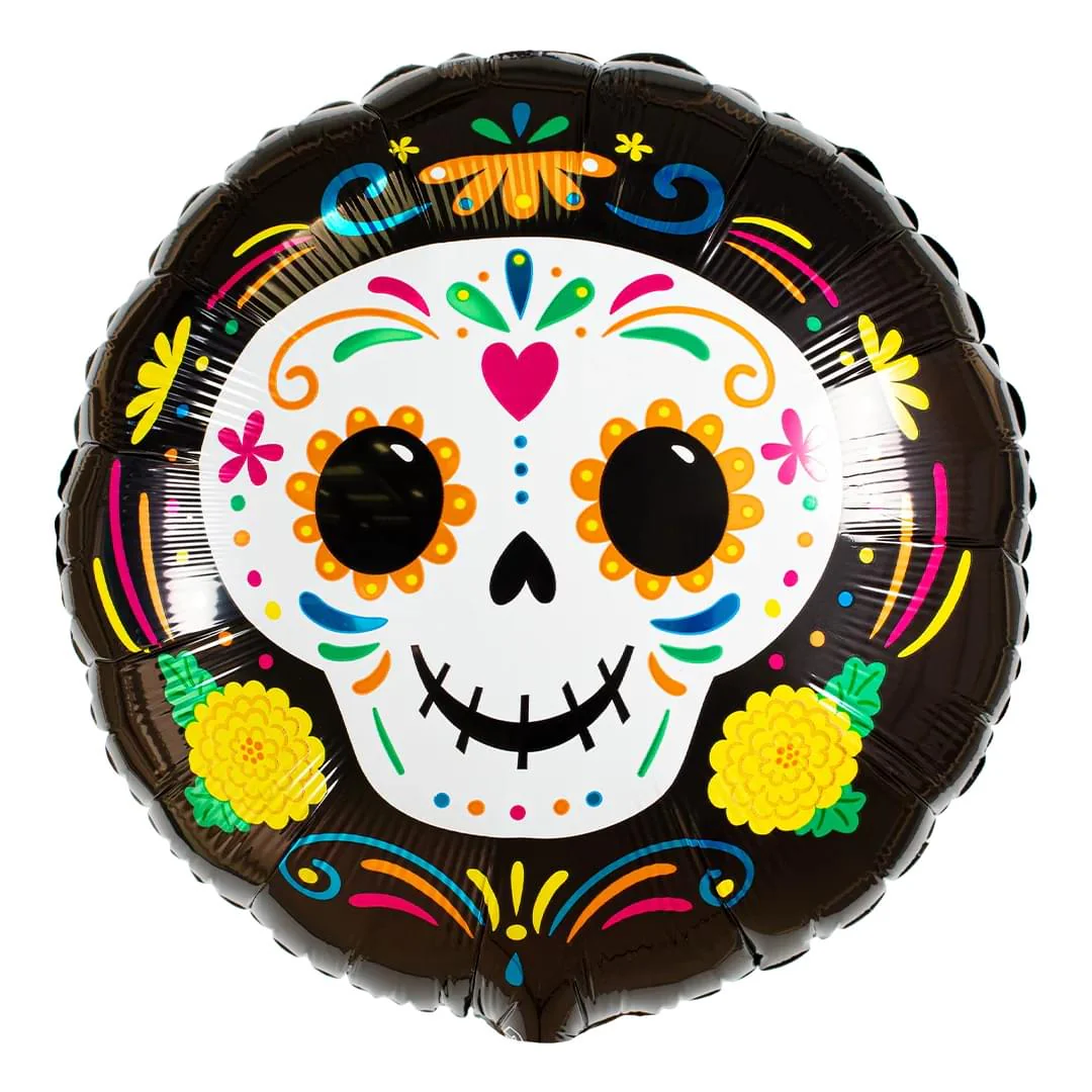 Anagram Day of the Dead Skull 18" Circle Foil Balloon (1)
