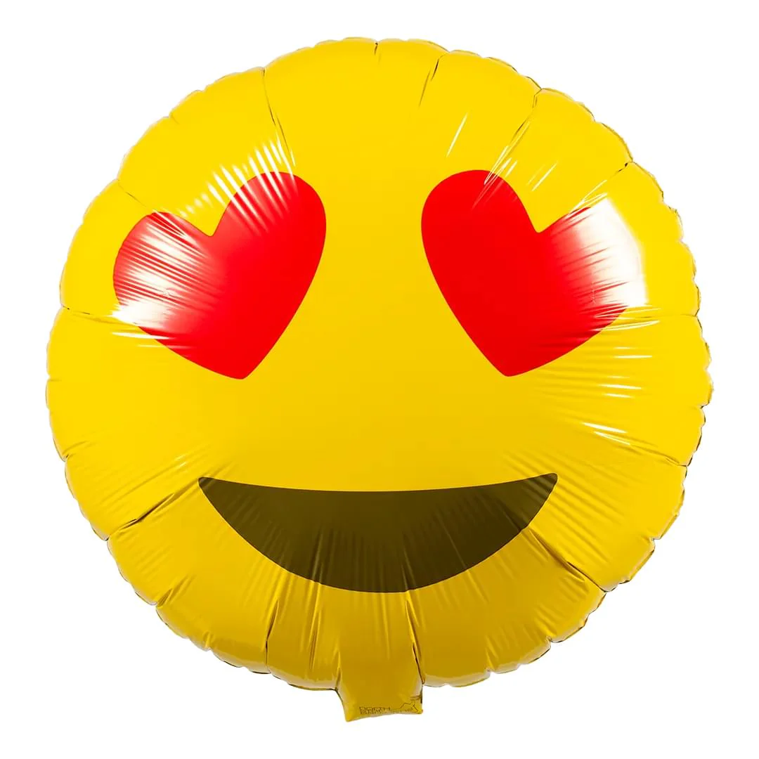 Anagram Emoji Love Heart Eyes 18" Circle Foil Balloon (1)
