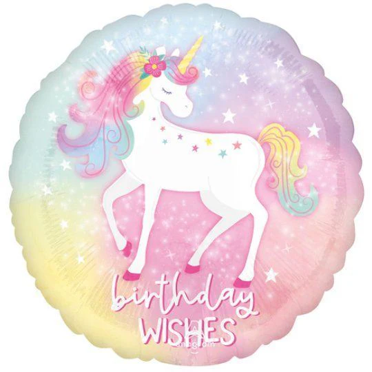 Anagram Enchanted Unicorn Birthday 18" Circle Foil Balloon (1)