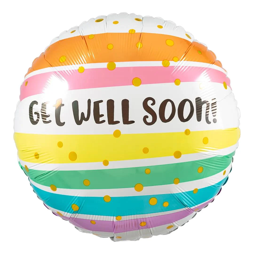 Anagram Get Well Bold Stripes 18" Circle Foil Balloon (1)