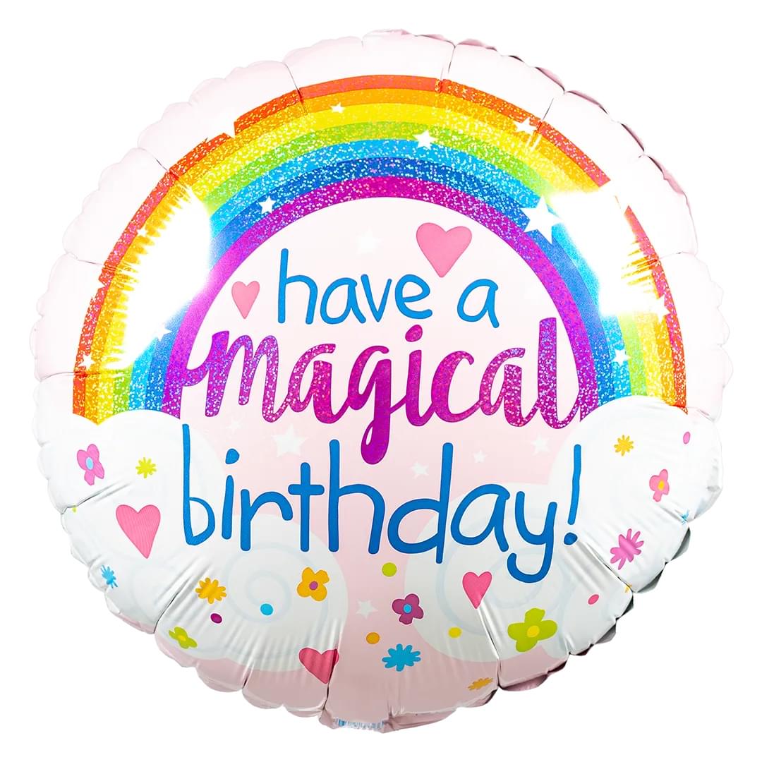 Glitter Magical Rainbow Birthday 18 Circle"