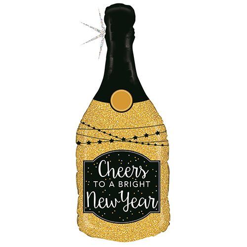 Betallic Glittering New Year Bottle 36" Supershape Foil Balloon (1)