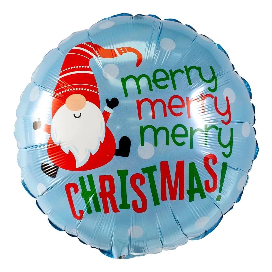 Qualatex Gnome Merry Christmas 18" Circle Foil Balloon (1)