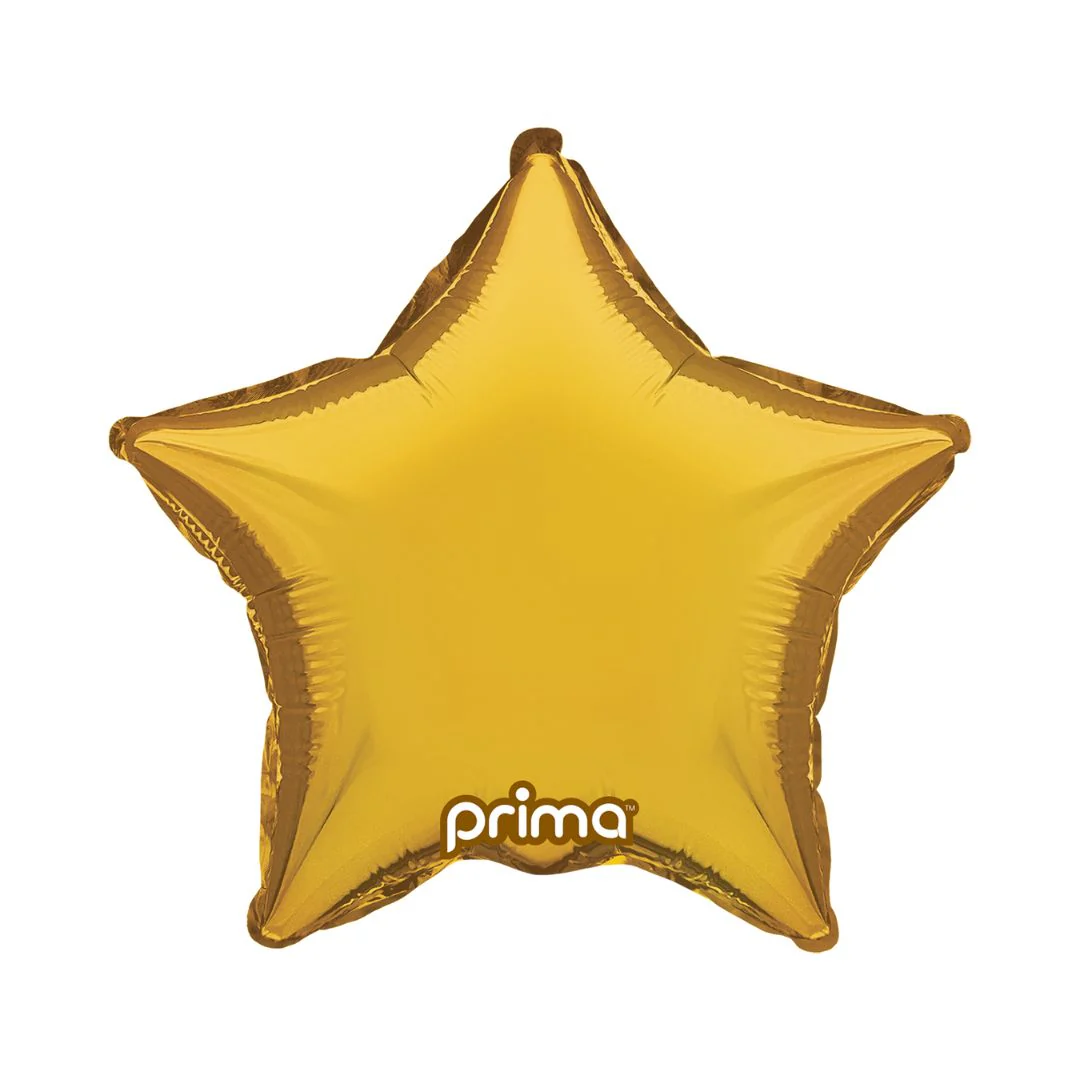Prima 9" Gold Star Air-Filled Foil Balloon (6)