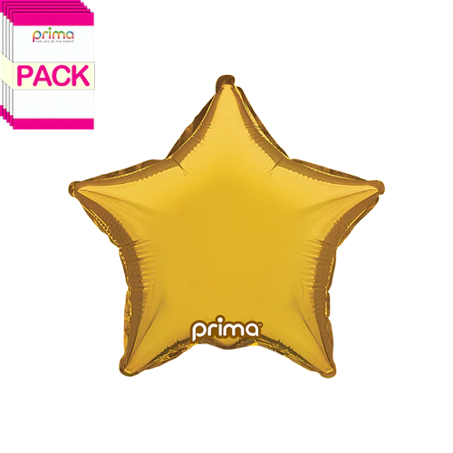 Prima 9" Gold Star Air-Filled Foil Balloon (6) - Image 2
