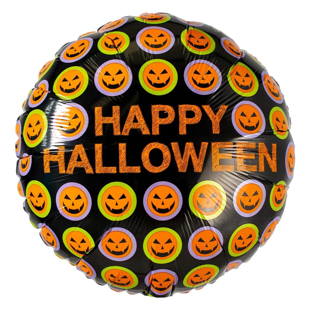 Halloween Pumpkin Pattern 18" Circle Foil Balloon (1)