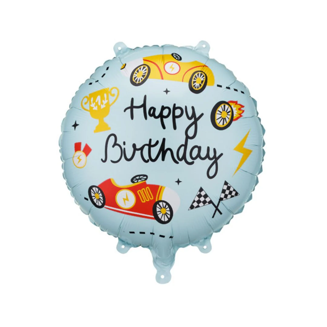 PartyDeco Happy Birthday Car 18" Circle Foil Balloon (1)