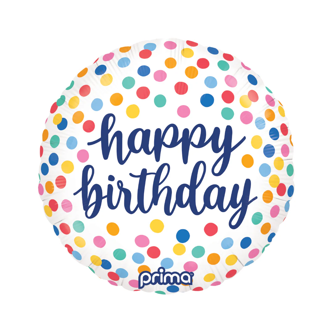 Happy Birthday Colourful Confetti 18" Round