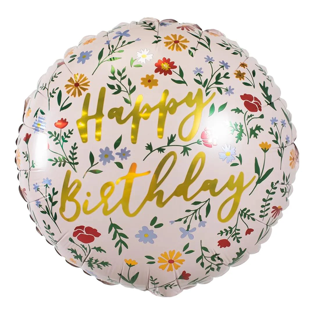 Happy Birthday Floral PartyDeco 18" Circle