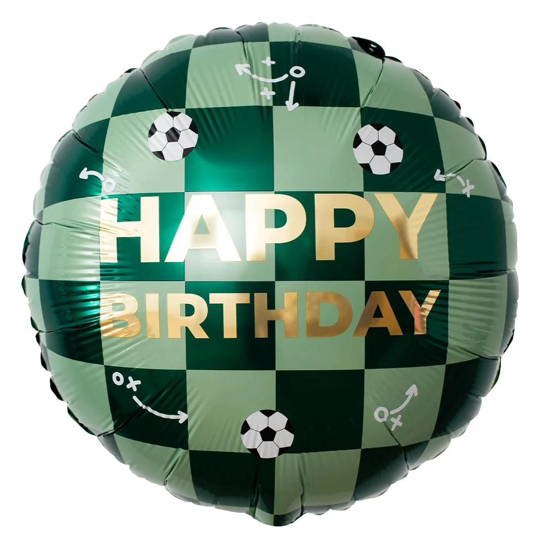 PartyDeco Happy Birthday Football 18" Circle Foil Balloon (1)