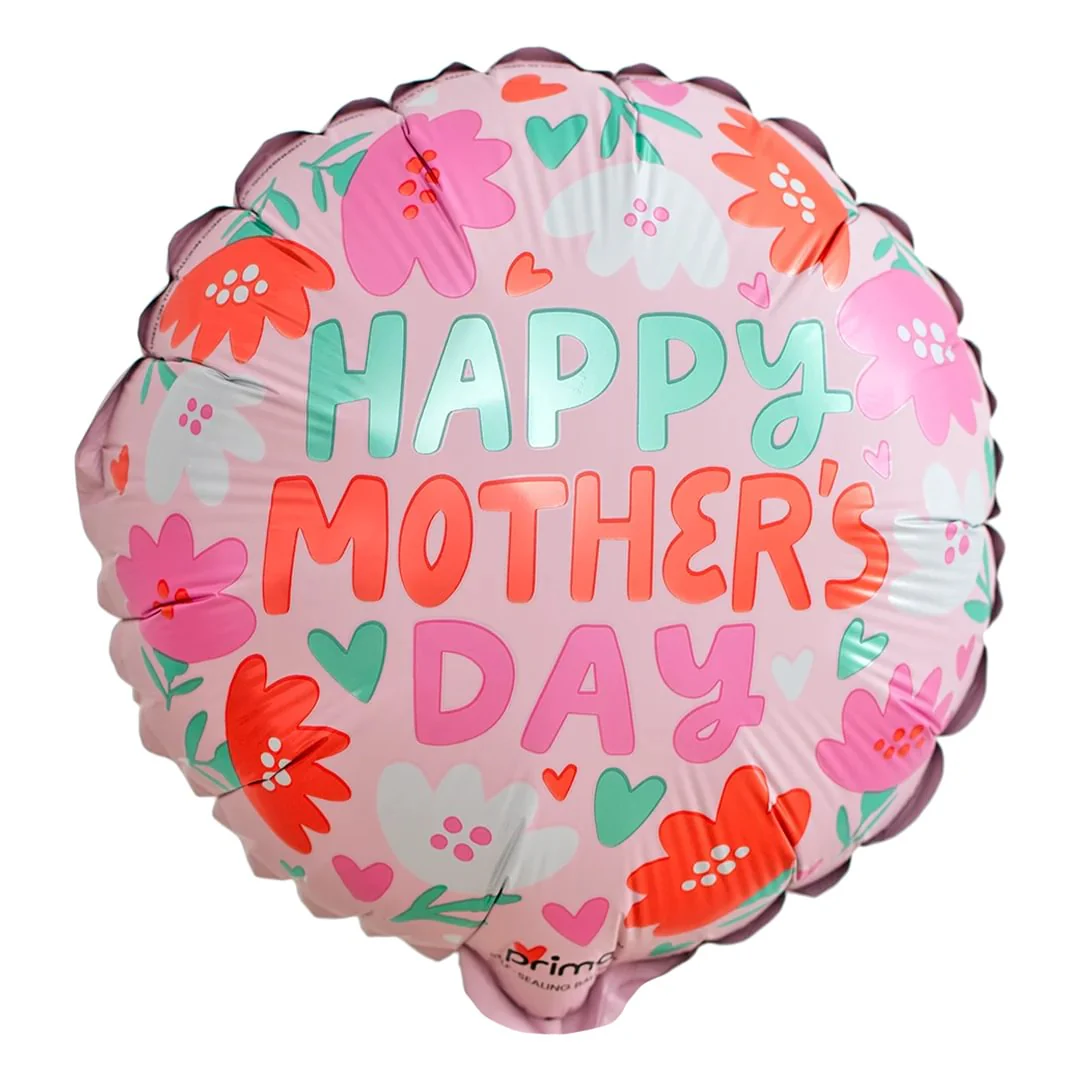 Prima Happy Mother's Day Hearts & Daisies 9" Round Foil Balloon (6)
