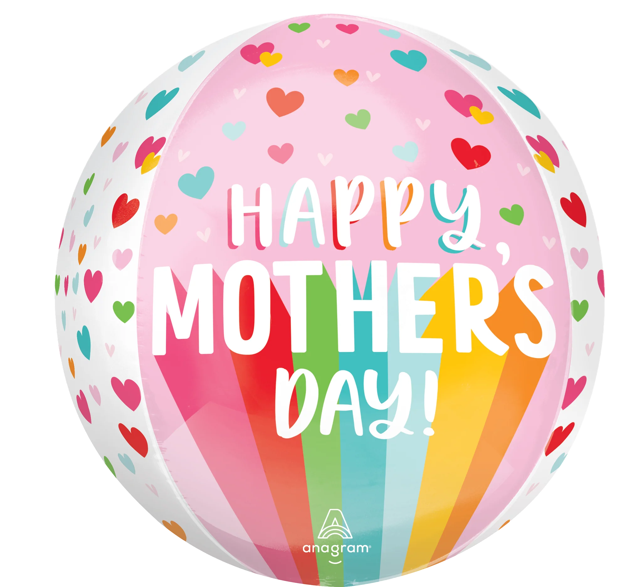 Anagram Happy Mother's Day Bright Stripes & Hearts 15" Orbz Foil Balloon (1)