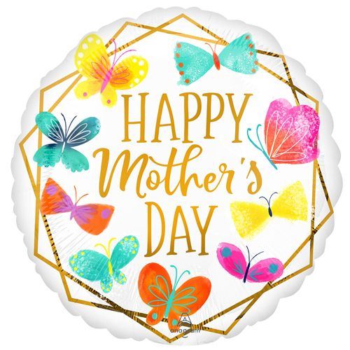 Anagram Happy Mother's Day Butterfly 18" Circle Foil Balloon (1)