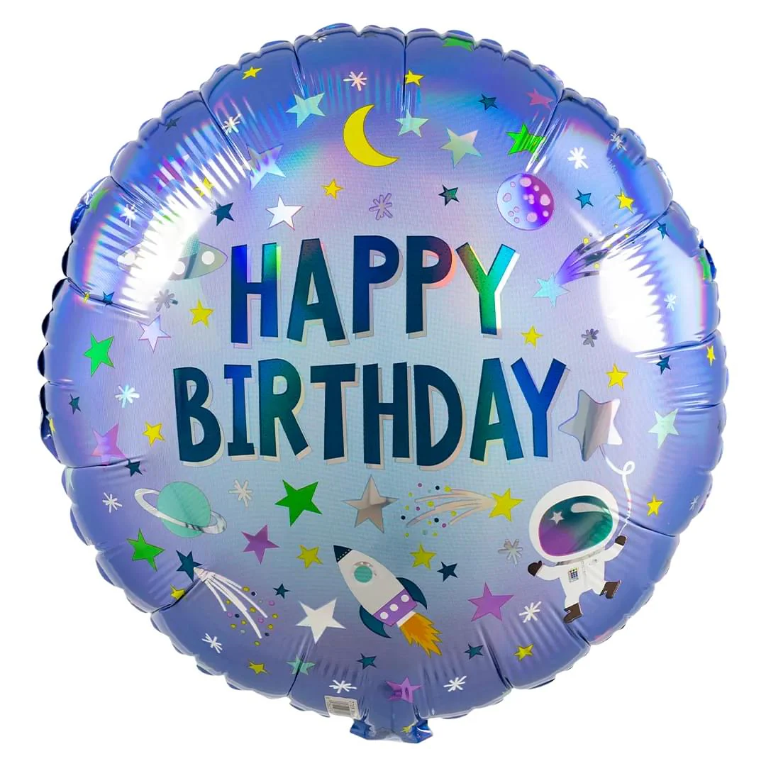 Anagram Happy Birthday Outer Space 18" Circle Foil Balloon (1)