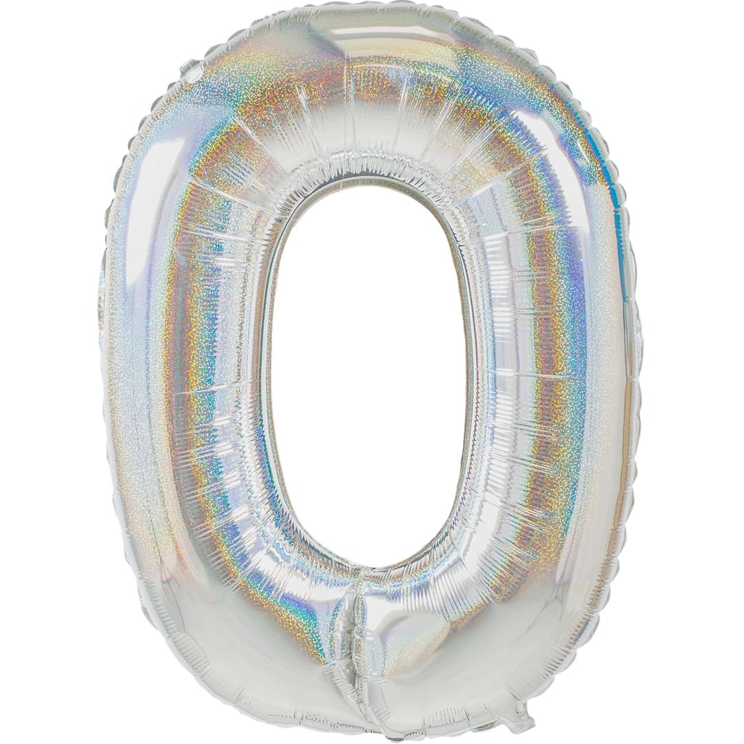 Holographic 0 26"Number Balloon